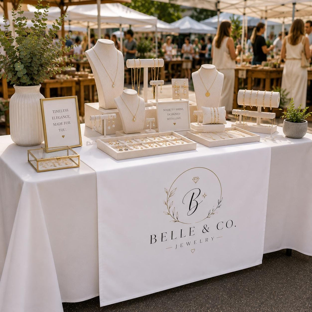 Custom Logo Table Runner - Personalized Fabric Tablecloth for Events & Craft Shows